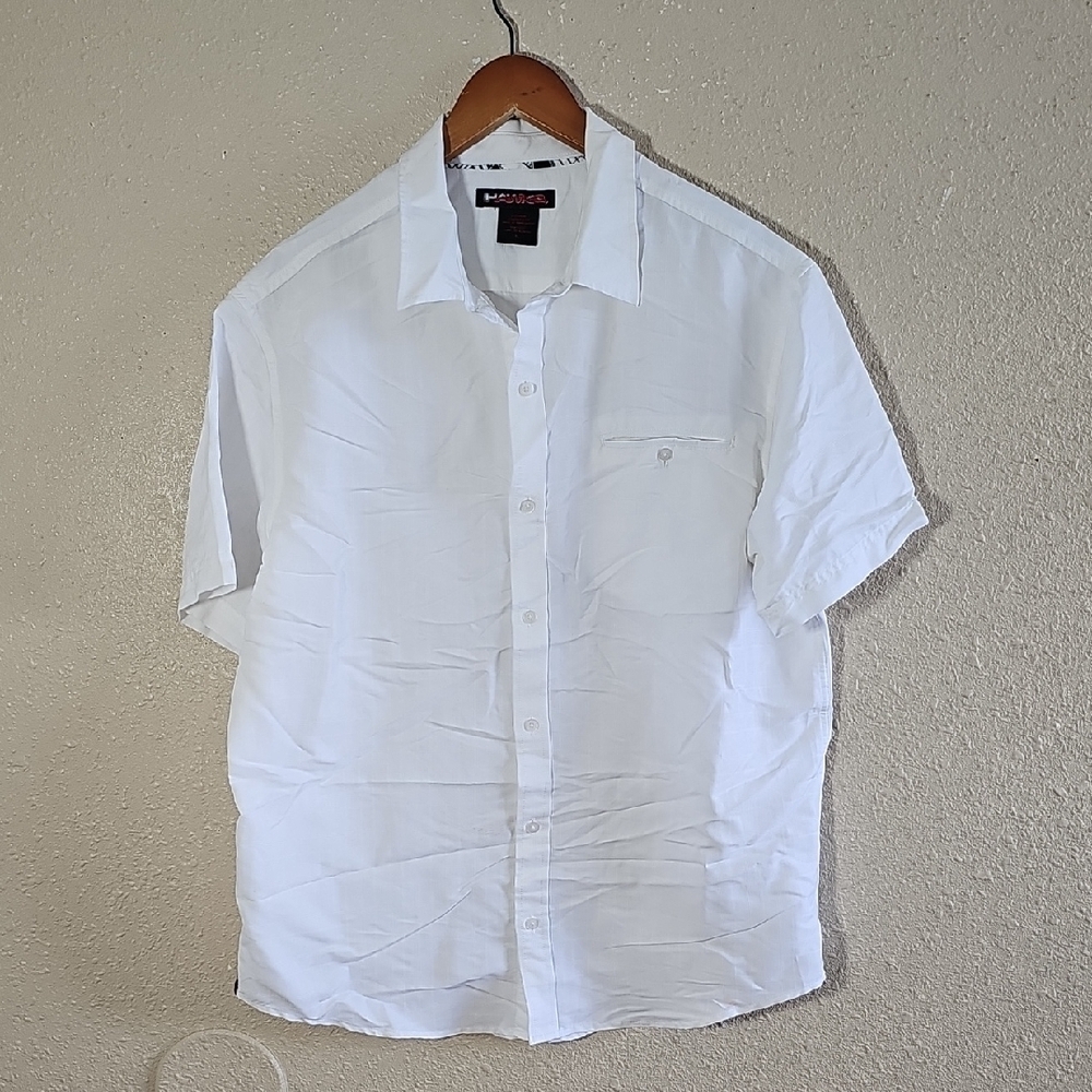 Hawk Short Sleeve Casual Button Down Shirt.